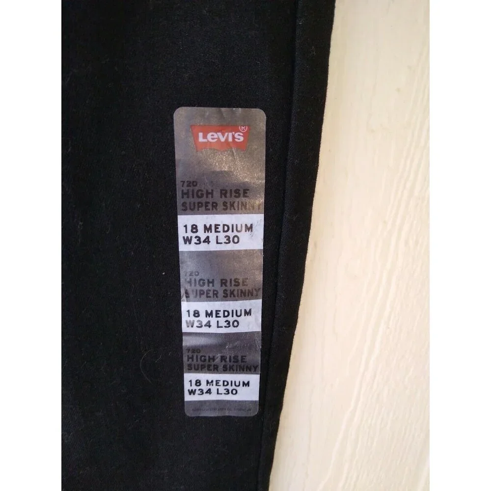 Levi's 720 Women's 18 MED High-Rise Super Skinny Jeans Black NWT - Picture 5 of 8